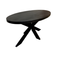 2024 Table à manger industrielle ovale noire finie Table à manger industrielle en bois de manguier 160 CM meubles de salle à manger
