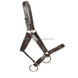 Licou de cheval en cuir véritable noir durable de conception de fantaisie cousue blanche pour les produits équestres de course de chevaux licou pour chevaux - Product Image 6