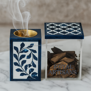 Quemador de Incienso con Incrustaciones de Hueso Royal Artisans – Difusor de Aromaterapia Hexagonal Hecho a Mano para Decoración de Hogar de Lujo - Product Image 2