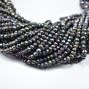 Perles de spinelle noire naturelle facettées en forme de rondelle pour la fabrication de bijoux, vente en gros, perles de pierres précieuses en vrac pour colliers et bracelets - Product Image 2