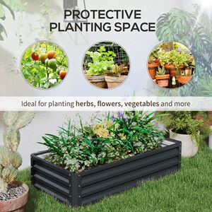 Galvanized Metal <b>Planter</b> <b>Box</b> 4 X 2 X 1 Raised Garden Bed for Growing Vegetables Flowers Herbs Succulents Gray - Product Image 6