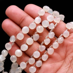 Natural White Moonstone Faceted Onion Briolette Beads 7-9MM Teardrop Shape Moonstone Gemstone Beads Loose Faceted <b>Stone</b> Beads - Product Image 5