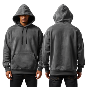 Custom 400 GSM Heavyweight Regular Fit Boxy Fleece Pullover Hoodie with Pocket 100% Cotton Anti-Pilling for Men - Product Image 1