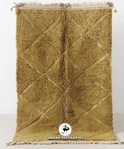 Alfombra Beni Ourain Marroquí Única Hecha a Mano, Alfombra Beni Ourain Boho Marroquí Albertina, Alfombra de Lana Anudada a Mano por ITHL - Product Image 1