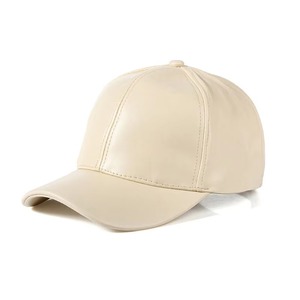 Casquette de baseball unisexe en cuir PU, couleur unie, 6 panneaux, ajustée, décontractée, pour les voyages en plein air - Product Image 3