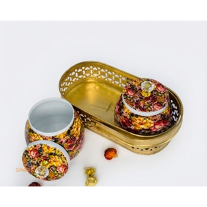 Modern Eco-Friendly Customizable Iron Gift <b>Tray</b> Handle | Luxury Wedding Diwali Gift <b>Hamper</b> <b>Tray</b> Basket | Floral Multi-Functional - Product Image 4