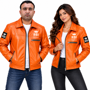 Wholesale Raza Beauty Industries New Innovations Men Women Leather Jacket 2026 High Quality Windproof Waterproof Front <b>Stand</b> - Product Image 5