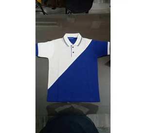 T-shirt de sport blanc et bleu avec logo personnalisé, uniforme scolaire pour garçons et unisexe, design sur mesure pour le collège. - Product Image 2