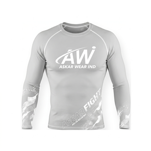 เสื้อแรชการ์ดแขนยาวสำหรับผู้ชาย ยี่ห้อ Askar Wear ผ้าแห้งเร็ว ผสมสแปนเด็กซ์และโพลีเอสเตอร์ พิมพ์ลายโลโก้ด้านหน้า เหมาะสำหรับเล่นกีฬา - Product Image 1