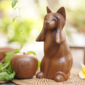 Factory Price Mouse <b>Model</b> Statue Wood Artwork Hand Carving <b>Wooden</b> Sculpture Small Cartoon Character Statues - Product Image 4