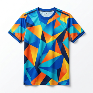 Custom Front Sublimation Printed Jersey 210g Geometric Pattern Quick Dry Polyester Casual Short Sleeve Neck Regular <b>Fit</b> Men - Product Image 1