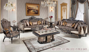 Moderno Conjunto de Sofá de Madera de Teca de 5 Plazas en Negro y Dorado Pulido, Color y Tamaño Personalizables - Product Image 5