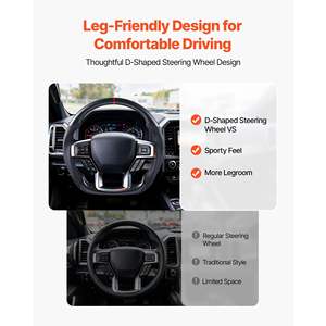 Volante in Fibra di Carbonio e Pelle a Forma di D con Fondo Piatto per F150 2021-2024, Codice D0100X3K7Z2, Cuciture Precise e Texture Antiscivolo - Product Image 4