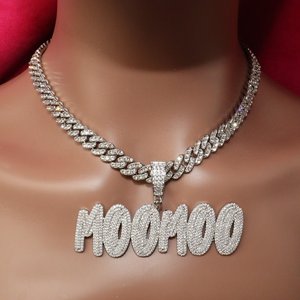 Colgante de Letra con Moissanita de Corte Redondo Estilo Hip Hop, Chapado en Plata de Ley 925, Unisex, para Uso Diario - Product Image 2