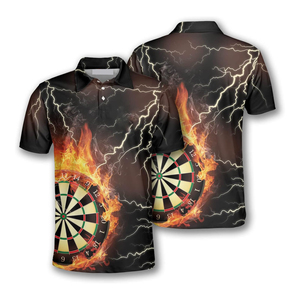 Polo de l'équipe de fléchettes haut de gamme, impression graphique personnalisée, polyester respirant, vêtements de sport, séchage rapide, performance, tournoi - Product Image 3