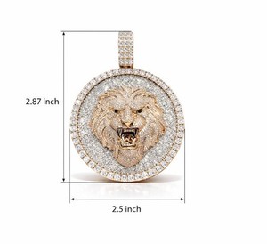 Pendentif Tête de Lion Hip Hop Sertie de Diamants VVS Moissanite en Argent 925, Médaillon Rond de Luxe pour Hommes - Product Image 4