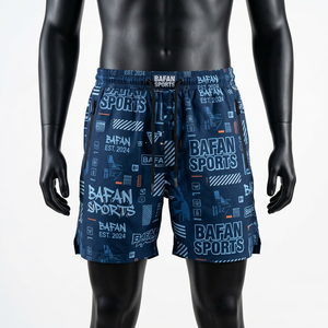 High quality 120 GSM polyester <b>windbreaker</b> shorts men navy blue street graphic shorts sublimation logo Nylon Plain Dyed - Product Image 1