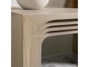 Mesa de Noche Hecha a Mano de Madera de Mango Sólida Romy |   Mesita de Noche Moderna con 2 Cajones y Almacenamiento |   Muebles de Mesa Auxiliar para Dormitorio - Product Image 3