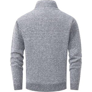 Cardigan zippé pour homme, col montant, tricoté, doux et chaud, décontracté, personnalisé, pour l'hiver - Product Image 2
