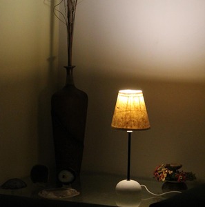 Cream Modern Hotel <b>Table</b> Lamp with Fiber Paper <b>Marble</b> & Iron Construction - Product Image 3