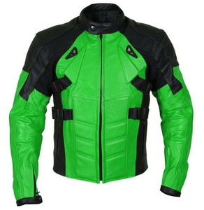 Unisex High Quality Racing Sportswear Green Leather <b>Jacket</b> With Custom Logo Windproof Comfortable <b>Size</b> XL for Auto <b>Biker</b> Team - Product Image 1