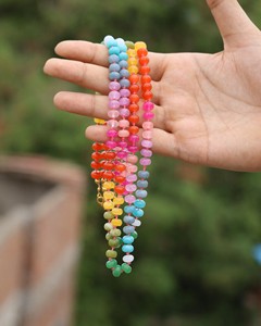 Rainbow Quartz <b>Necklace</b> Hand Knotted Silk Multicolor Gemstone <b>Boho</b> Jewelry Adjustable Spiritual Crystal Gift for Women - Product Image 1