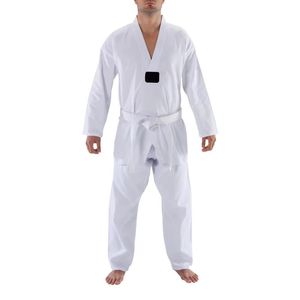 Dobok de Taekwondo blanc avec bandes noires, Dobok professionnel pour Poomsae, pour les Championnats du Monde, Dobok de niveau Master. - Product Image 4