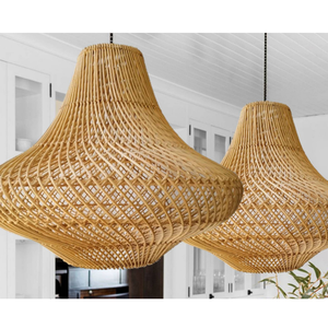 Handmade Vietnamese Rattan <b>Lamp</b> Natural Woven Pendant Light with <b>Drum</b> Ceiling & Woven Chandelier <b>Shade</b> Hanging Design - Product Image 4