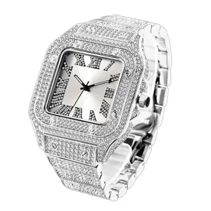 High Demand Iced Out Silver Diamond Watch Quartz Lab Grown Moissanite Diamond Rich Style Looks Wholesaler Hip Hop Watch Bulk