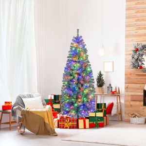 Pre-Lit Blue Slim Artificial Christmas <b>Tree</b> with 9 <b>Lighting</b> Modes - Product Image 3