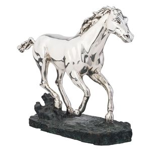 Statue de cheval en aluminium coulé de qualité supérieure, élégante, en position debout, une œuvre d'art métallique pour les intérieurs raffinés. - Product Image 5