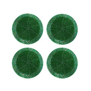 Cuteness handmade luxury fancy Green <b>beaded</b> <b>coaster</b> set of 4 piece Dining Table Bridal <b>coaster</b> Home decor Accessories - Product Image 1