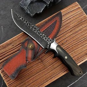 Damascus Steel Zombie <b>Knife</b> With Wood Handle Drop Point Blade Straight Edge 0.6 Mm Thickness - Product Image 5