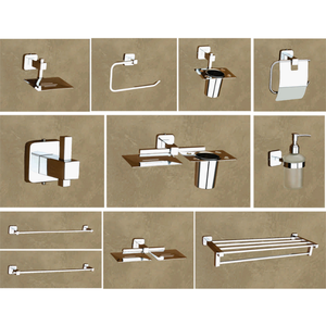 Ensemble d'accessoires de salle de bain contemporains Swan en acier inoxydable chromé, 60 cm, à fixer au mur, avec porte-serviettes, distributeur de savon et porte-brosse à dents - Product Image 1