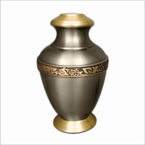 Urna Funeraria Americana Negra con Franjas Plateadas para Cenizas Humanas, de Alta Calidad, en Peltre y Latón, 10 Pulgadas, Marca Amson Brass - Product Image 6