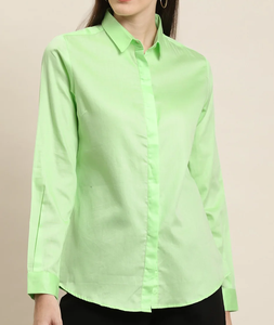 Chemise boutonnée pour femme, manches longues, col rabattu, tenue de bureau classique, coupe régulière, couleur unie - Product Image 6
