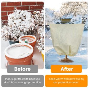 Set di 3 Coperture Protettive Invernali per Piante, 83x110cm, in Tessuto Non Tessuto con Cordoncino, Riutilizzabili, Protezione dal Gelo per Giardino - Product Image 2