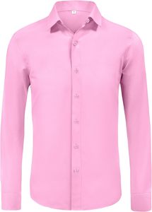 Camisa de vestir para hombre, manga larga, formal, con botones, tejido popelín, bolsillo en el pecho, para oficina - Product Image 4