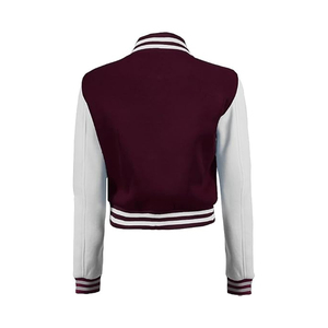 Womens <b>Cropped</b> Varsity <b>Jacket</b> Custom Logo Baseball Bomber <b>Jacket</b> Streetwear Fashion Supplier USA - Product Image 2