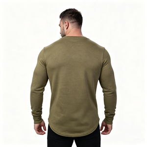T-shirt à manches longues pour homme, col rond, couleur unie, respirant, tricoté, décontracté, bleu clair, coupe classique - Product Image 6