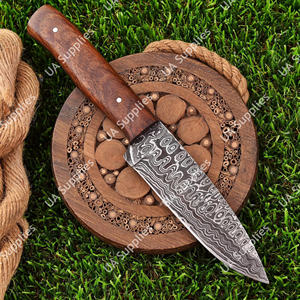 Cuchillo de Supervivencia EDC de Acero de Damasco Hecho a Mano con Hoja Fija de Madera de Palisandro, Punta de Gota, para Bushcraft y Camping, con Funda, Espiga Completa, Grado Industrial, OEM OBM - Product Image 3