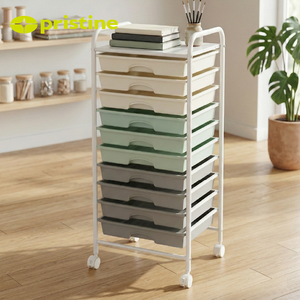 Chariot de rangement multifonctionnel en métal à 10 tiroirs avec étagère, fabriqué à Taïwan, pour cuisine, salon, bureau à domicile - Product Image 6