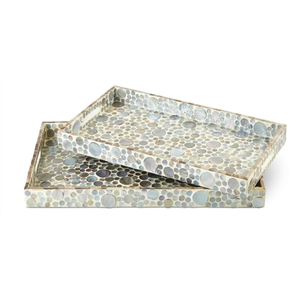 Plateau de service de luxe poli avec incrustation de nacre, fait main, durable, pour rangement de table - Product Image 1