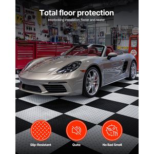 Set di 16 Piastrelle Incastrabili per Pavimento Garage 20,2 X 20,2 X 20mm, Antiscivolo con Superficie Diamantata, Pavimentazione Modulare 20,2 X 20,2 X 0,2 cm - Product Image 2