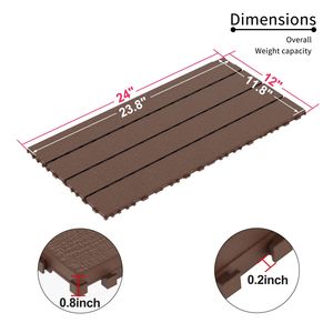 2FT DIY Interlocking piastrelle per Patio ponte portico cortile-installazione rapida 24 pz rosso marrone piastrelle per pavimenti per campi - Product Image 2