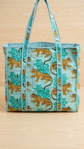Cotton Embroidery <b>Quilted</b> Storage Tote <b>Bags</b> Traditional Indian Embroidered <b>Bags</b> With Small Cosmetic Pouches For Womens - Product Image 1