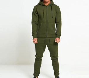 Ensemble de survêtement en molleton de coton pour homme, marque privée, avec sweat à capuche zippé et pantalon de survêtement, personnalisé, hiver, tricoté uni, vêtements décontractés, vente en gros - Product Image 4