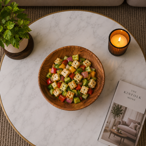 Bol à salade en bois de manguier de qualité supérieure, fait main, bol de service en bois, bol à mélanger les fruits naturel, vaisselle de cuisine rustique et écologique - Product Image 2