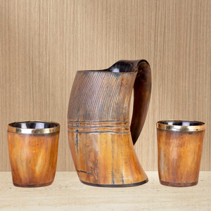 Chope à bière en corne de buffle africain, style Viking médiéval, faite à la main, pour fêtes et restaurants - Product Image 2