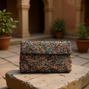 Sac à main artisanal indien de luxe, accessoire de mode décontracté pour tous les jours, avec poignée baguette en perles de verre colorées, artisanat traditionnel - Product Image 3